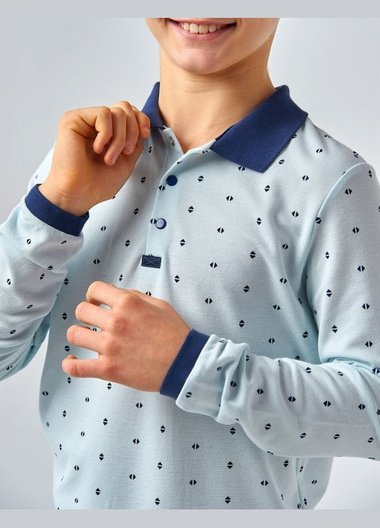 Футболка-поло (довгий рукав) Малюнок на блакитному Smil (298533325)