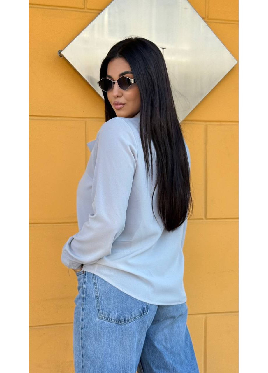 Серая блуза из креп шифона — нежность и женственность ✨ (замеры в описании) DK/DL Мода без кордонів