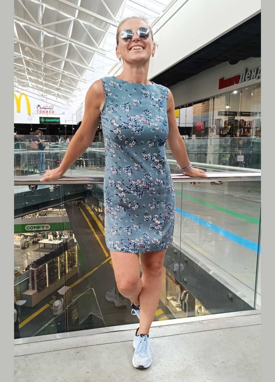 Зеленое кэжуал летний сарафан с декоративными пуговицами 2 Льва