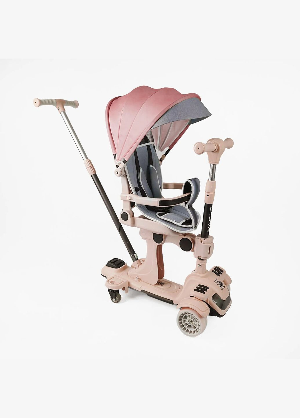 Самокат 5в1 PU 125х40мм подсветка платформы с дополнительными колесами защитный бампер капюшон (BL-72440) Skyper (317268986)