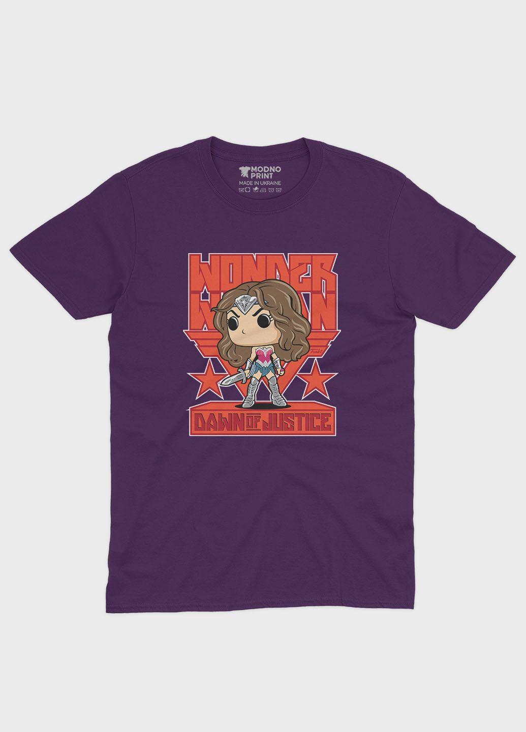 Фиолетовая демисезонная футболка для мальчика с принтом супергероя - чудо-женщина (ts001-1-dby-006-006-002-b) Modno