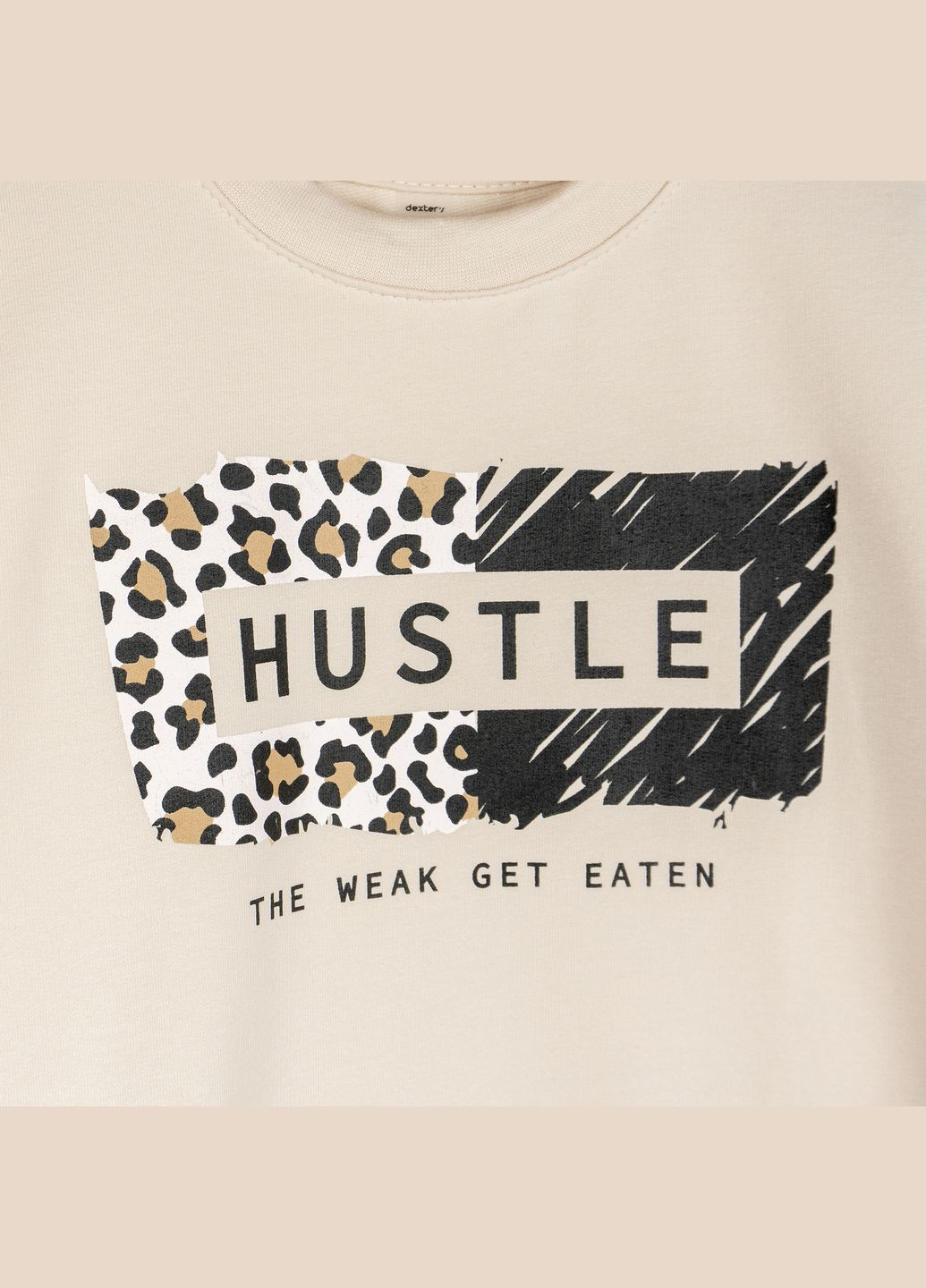 dexter's свитшот dexter`s для девочки с леопардовым принтом leo beige бежевый