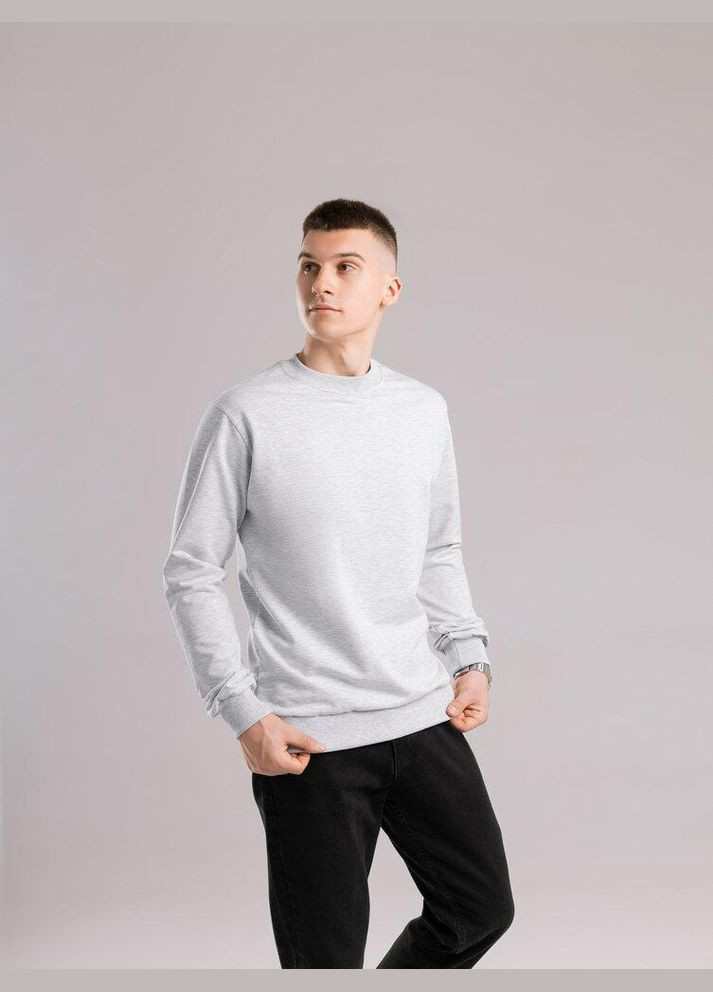 Сірий стильний чоловічий світшот однотонний сірий Freedom однотонний без декору (347149529)