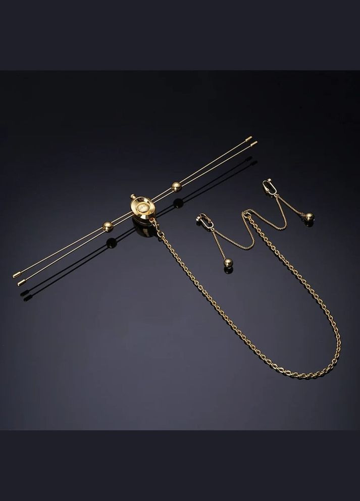 Зажимы для сосков с вибрацией Double Bar Vibration Nipple и клиторальная цепь, золотистые UPKO (328961969)