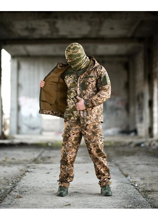 Армейский мужской зимний костюм 5 в 1 SoftShell пиксель Freedom