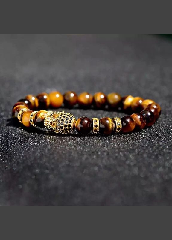 Браслет из тигрового глаза с короной и шаром золотого цвета (90075) Hemst (301071420)