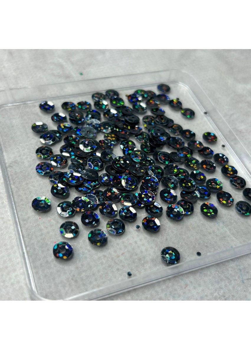 5 г - Поетка круглая шестигранник 7 мм - черное серебро голограмма Plus-plus (352746376)