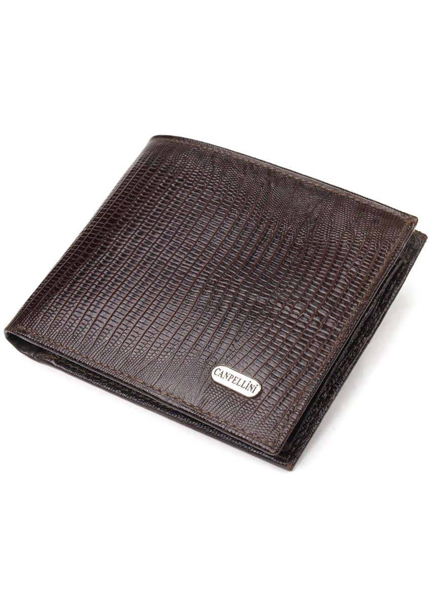 Лакований гаманець для чоловіків у два складення з натуральної фактурної шкіри 21585 Canpellini (331908158)