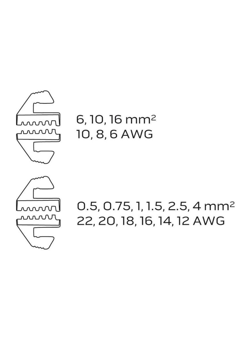 Кліщі (0.5 - 16 мм, 22-6 AWG) кримпер для обтискання кабельних наконечників (25215) Neo Tools (326600044)