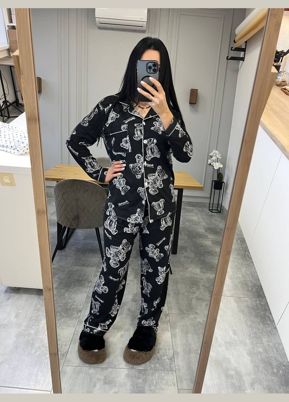 Черная всесезон пижама рубашка + брюки Україна UMButik