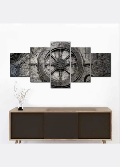 Модульна картина з п'яти частин Штурвал капітана 112x48 см (M5_M_26) Art Studio Shop (379847207)