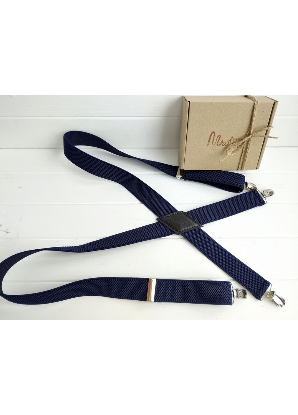 Підтяжки сині х-подібні однотонні Major Style (357206625)