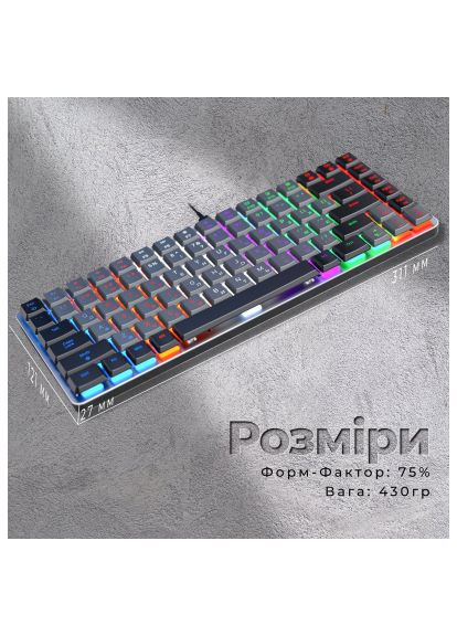 Клавиатура (MK140R) GAMEPRO MK140R Red Swich Low Profile USB Dark Gray (364629673)