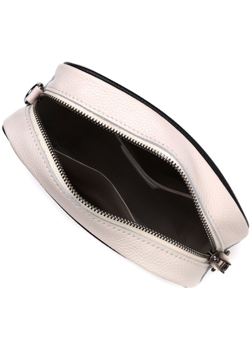 Жіноча кроссбоді через плече на одне відділення із натуральної шкіри біла 22383 Vintage (329196680)