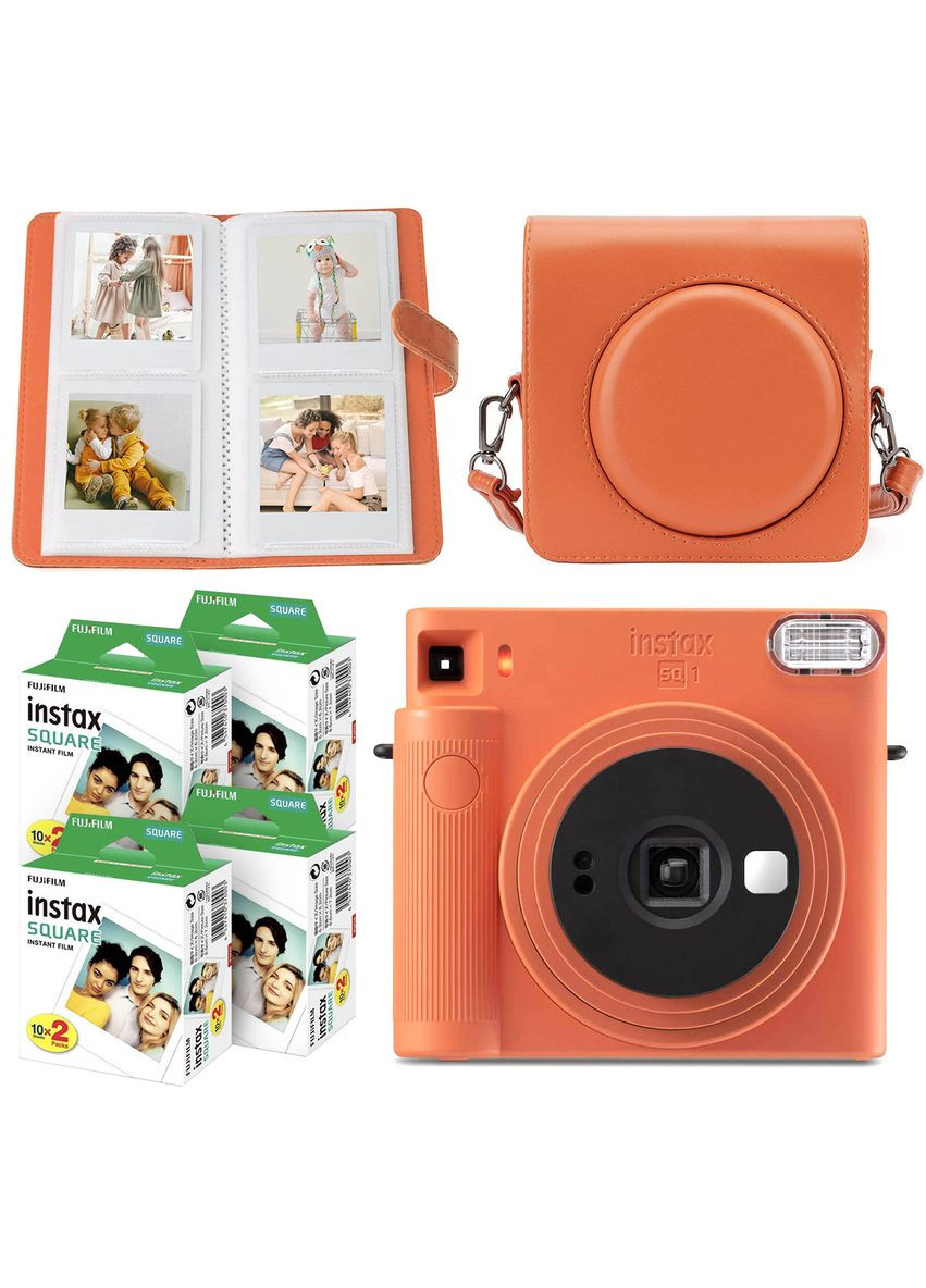 Подарунковий набір камера Instax Square SQ1, Фотопапір 80 шт, Чохол, Фотоальбом 80 фото Помаранчевий Fujifilm (329191877)