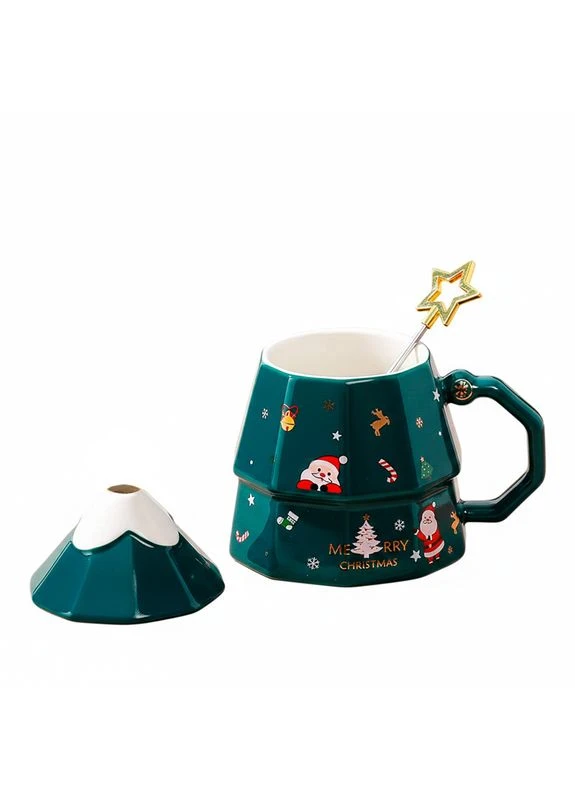 Новорічна чашка "Merry Christmass" Ялинка Green кухоль у формі ялинки подарунковий набір 15 шт. Lesko (371478666)