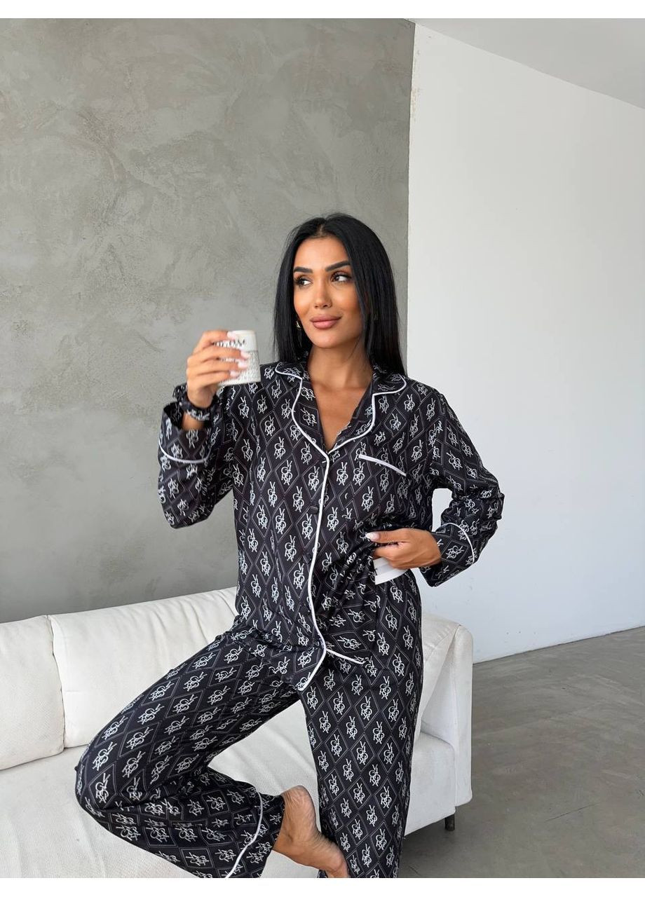 Чорна піжама viktoriia’s secret,поліестр+віскоза,сорочка та штани Україна