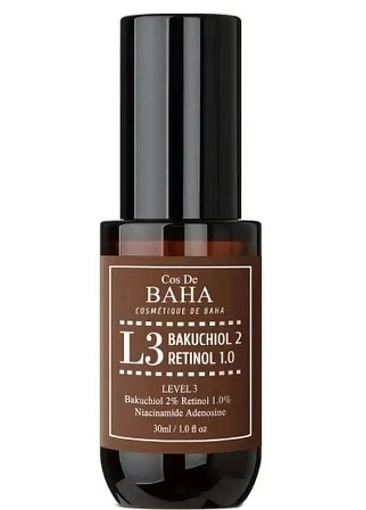 Антивікова сироватка для обличчя з ретинолом 1% та бакучіолом 2% L3 Bakuchiol & Retinol Serum 30ml (1393934-24796276) Cos De Baha (368668079)