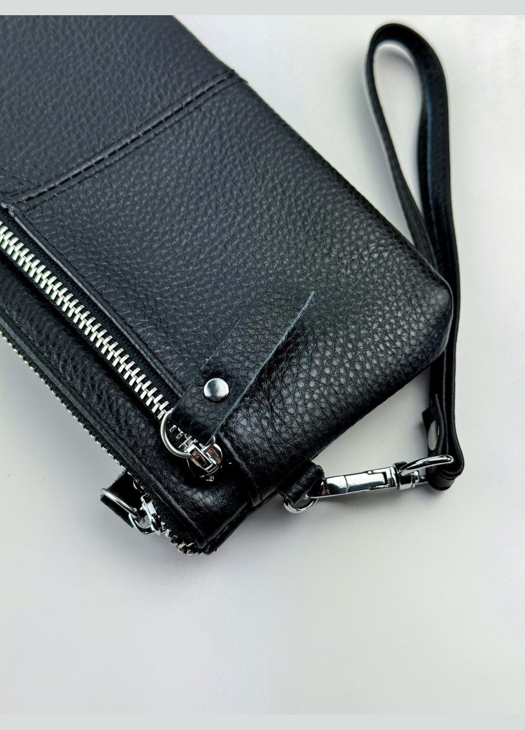 Кожаный клатч из натуральной зернистой кожи (Черный) SKILL (322605462)