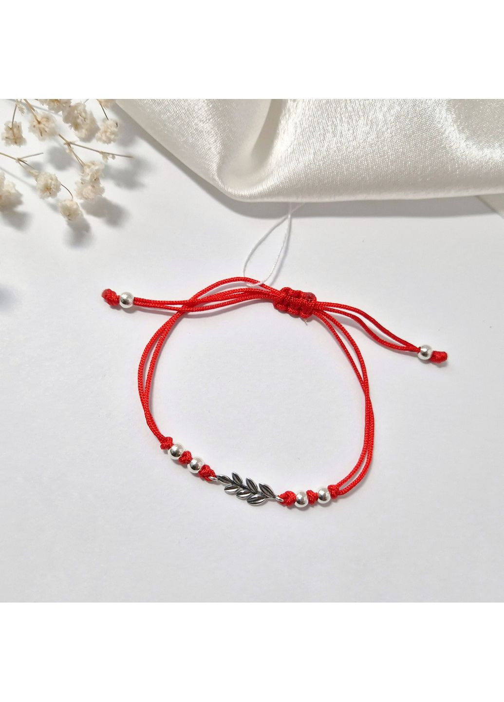 Серебряный красный браслет без камней Веточка серебро 925 пробы Родированное 75309 1.63г Nobrand (363969328)