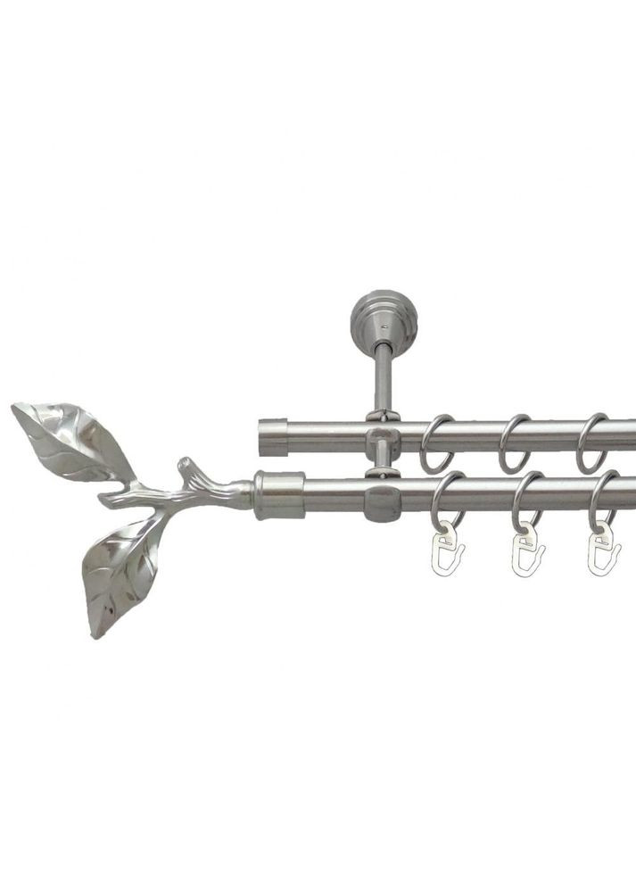 Карниз Листок Троянди металевий дворядний відкритий гладка труба Нержавіюча Сталь 16\16 мм 200 см (00-00013626) ORVIT (300281026)