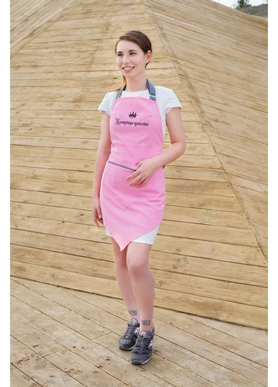 Фартух косметолога рожевий з сірим кутом Enova (367908350)