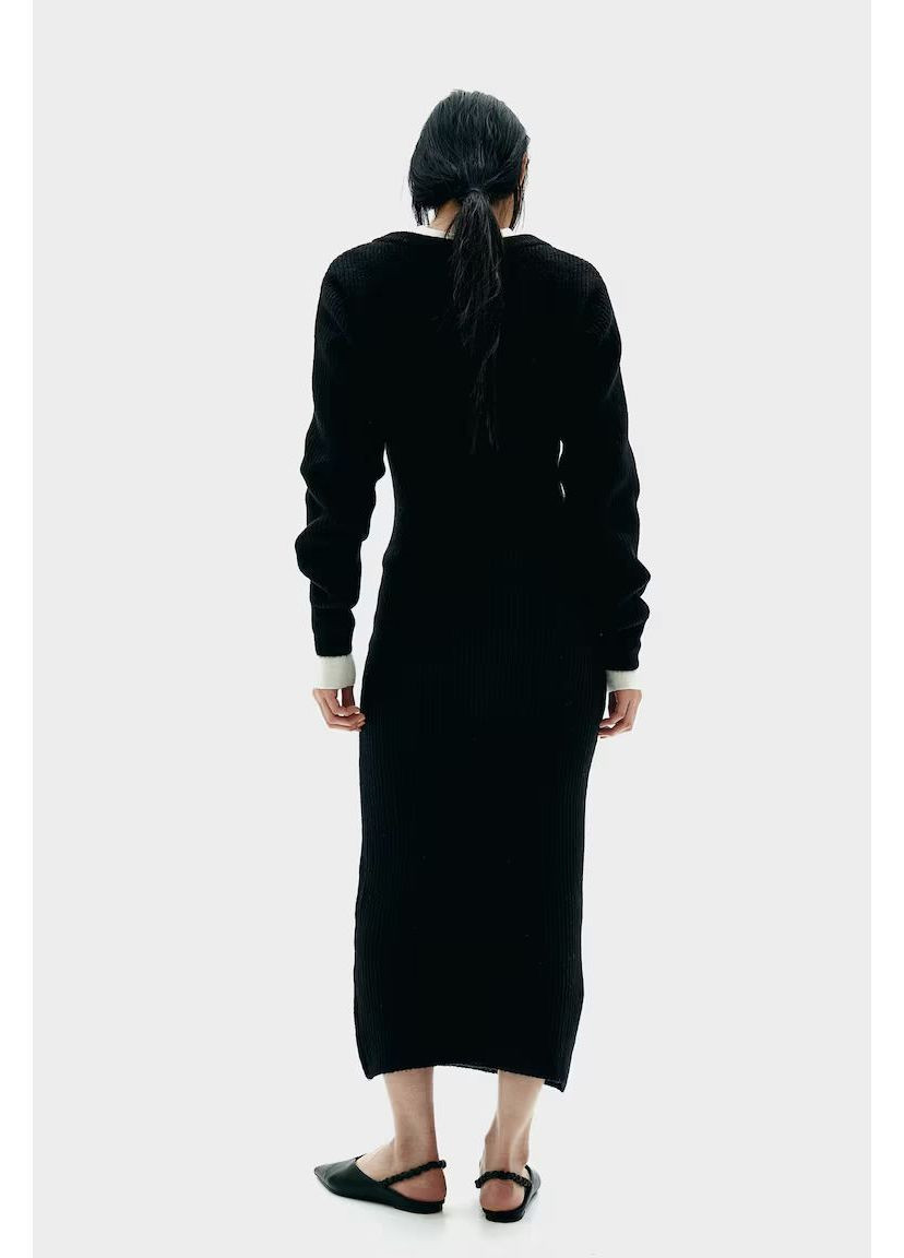 Чорна кежуал в'язане плаття H&M однотонна