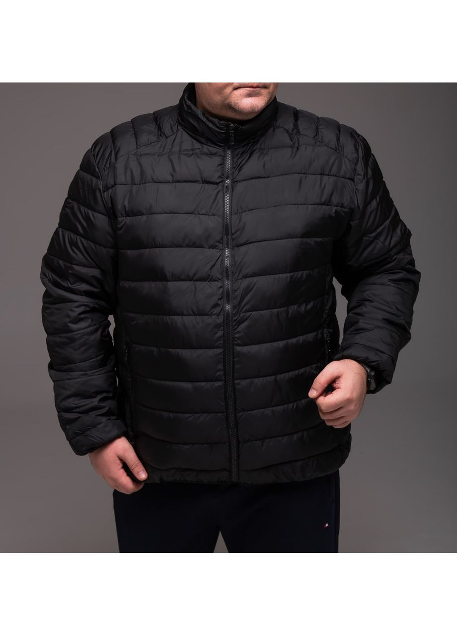 Черная демисезонная теплая и удобная мужская демисезонная куртка батал Vakko