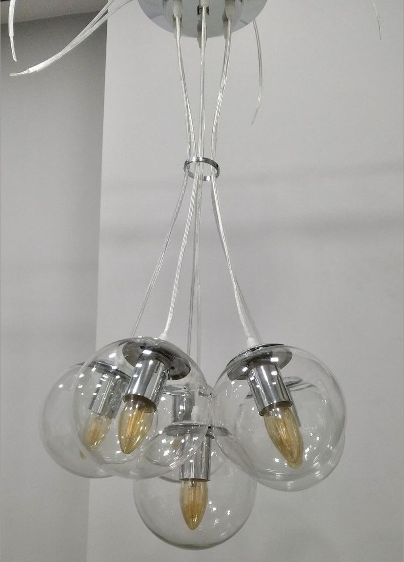 Срібна люстра з кульок на 6 ламп "Пучок" (56-PR150F-6 CR+CL) No Brand (370072095)