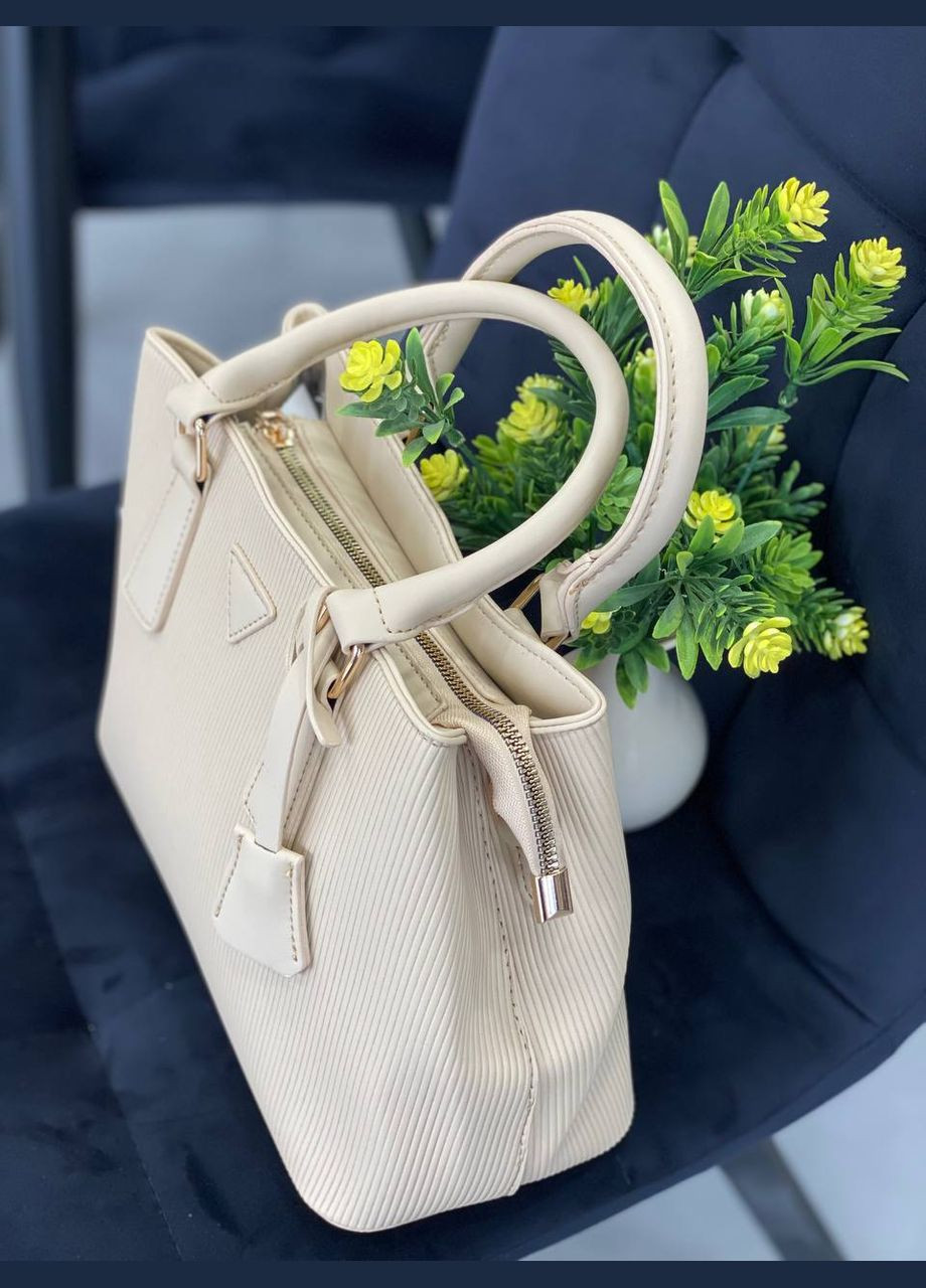 Женская базовая сумка для работы из эко-кожи молочного цвета 32266 Fashion (338187836)