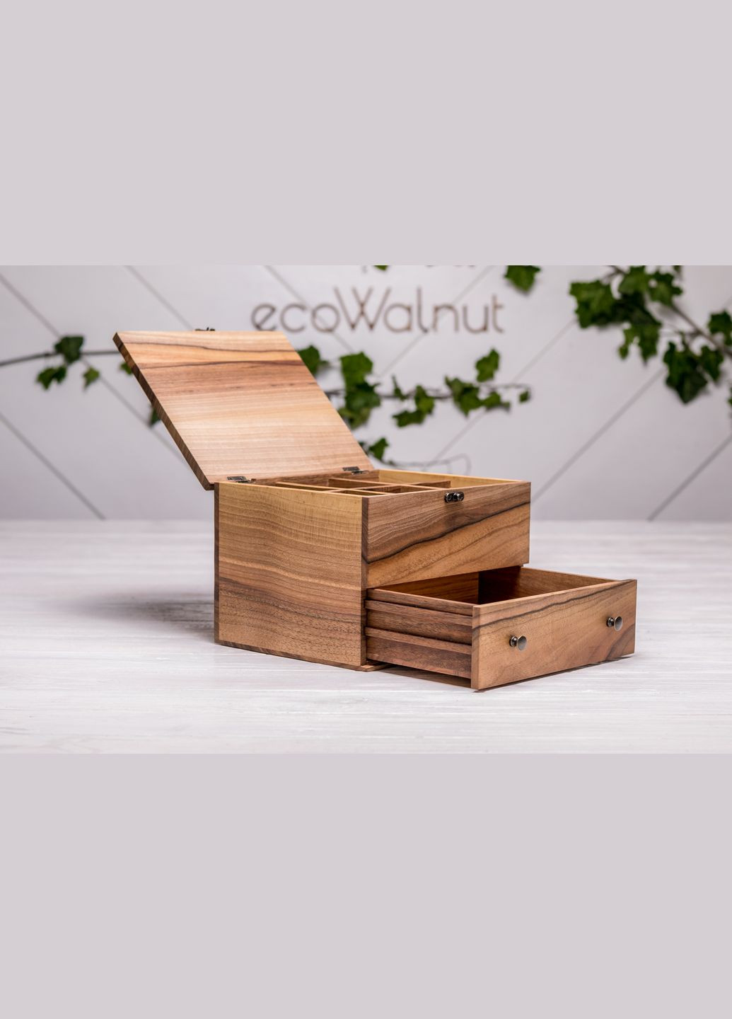Именная коробочка с гравированием на подарок с шухлядой для украшений EcoWalnut (295266133)