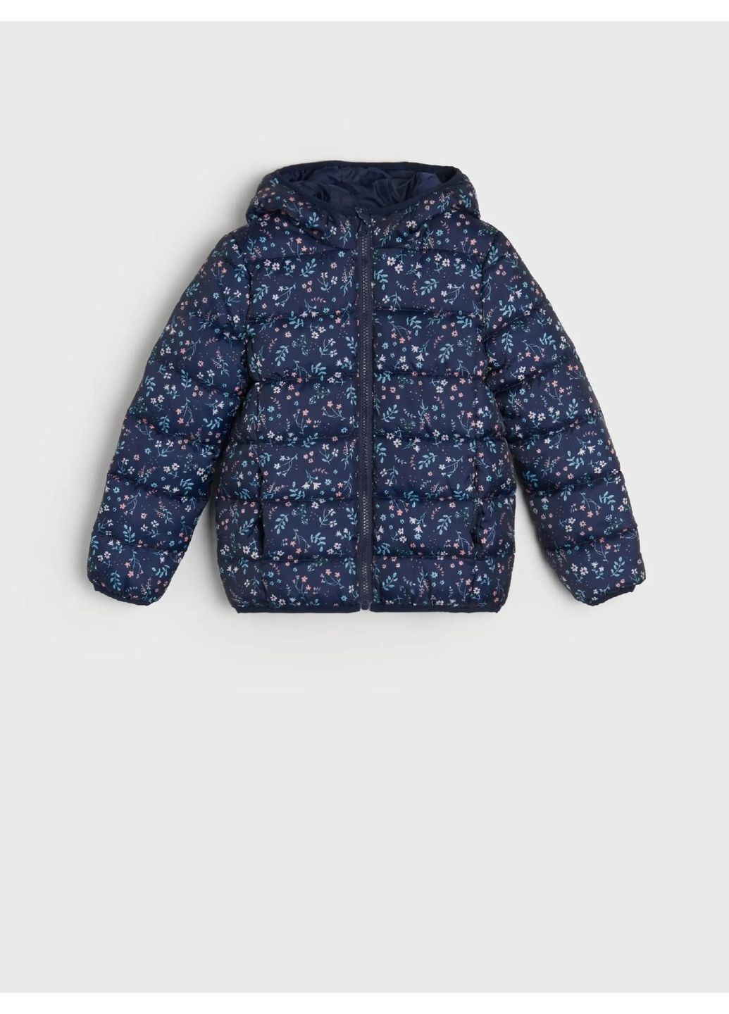 Темно-синяя демисезонная детская демисезонная стеганная куртка для девочки темно-синяя (25101612) Sinsay