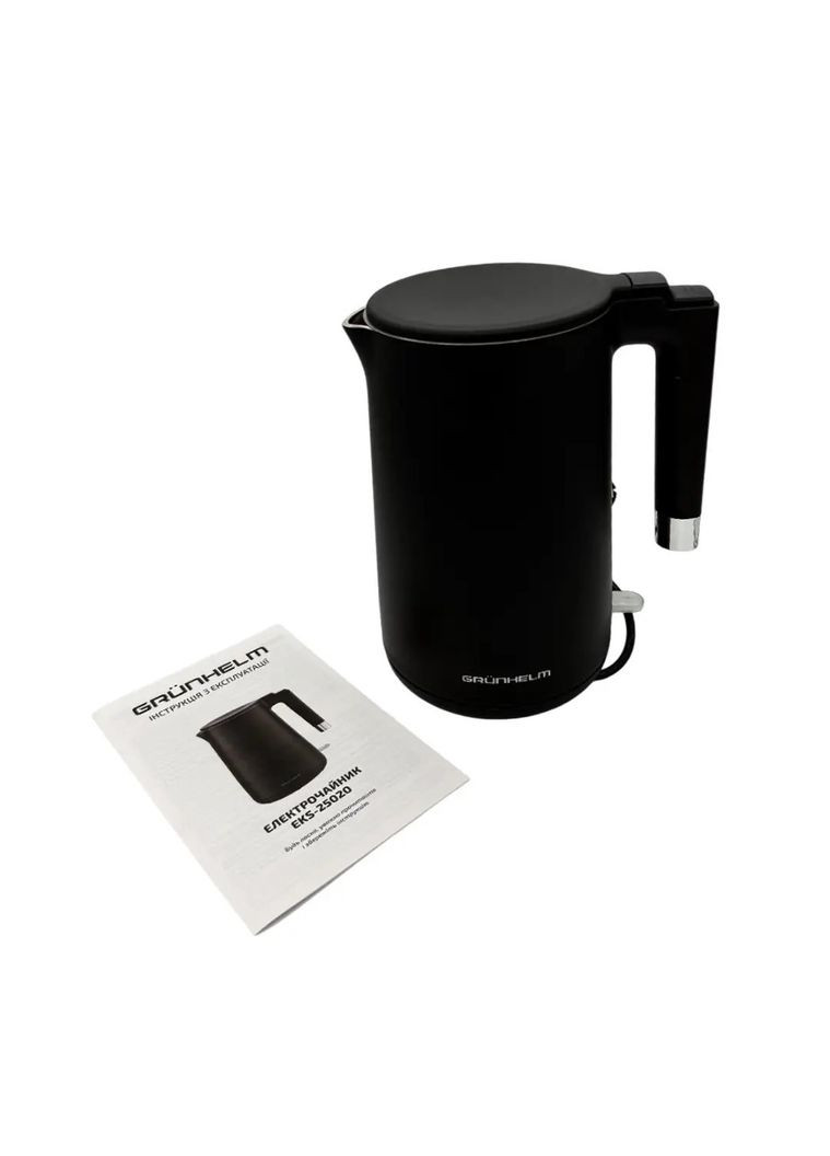 Электрочайник с вращением на 360° EKS-25020 матовый дисковый чайник 1.7л 2200Вт Черный Grunhelm (357208026)