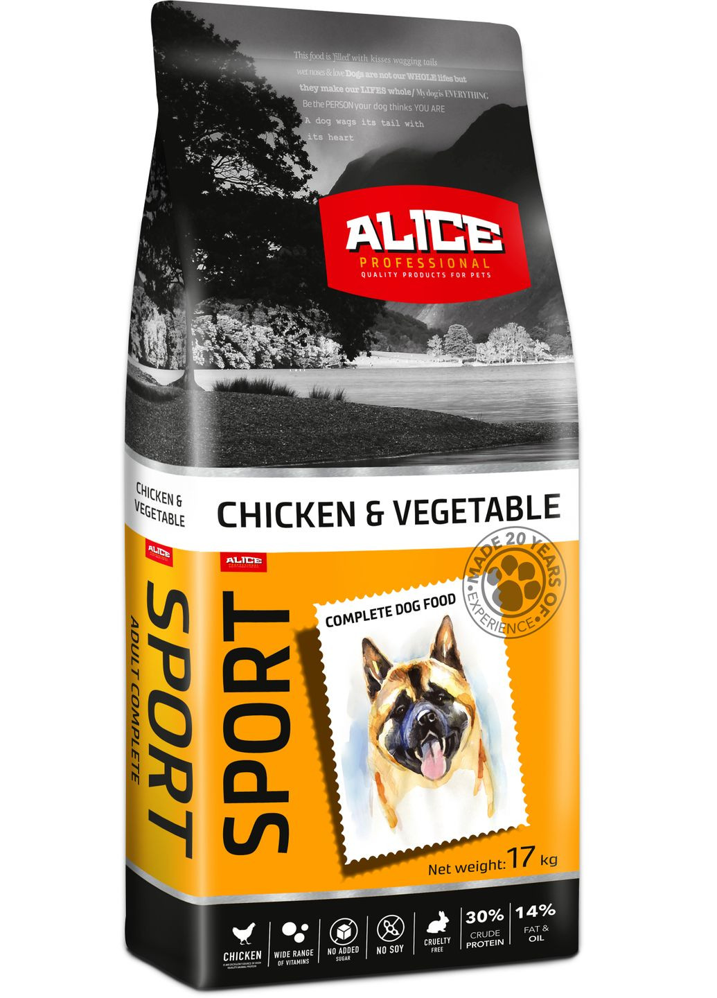 Сухой корм для собак Sport Chicken and Vegetable с курицей, рисом и овощами 17 кг (5997328300774) Alice (279561989)
