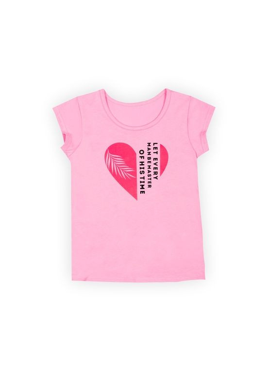 Розовая летняя детская футболка для девочки ft-24-13 Габби
