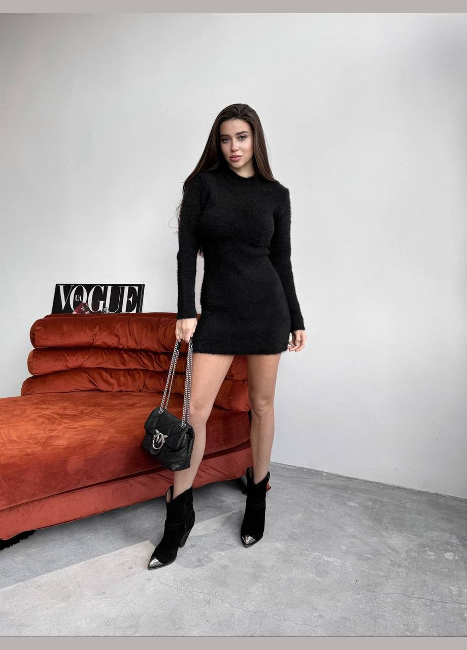 Черное женское базовое платье мини цвет черный р.42/46 451093 New Trend