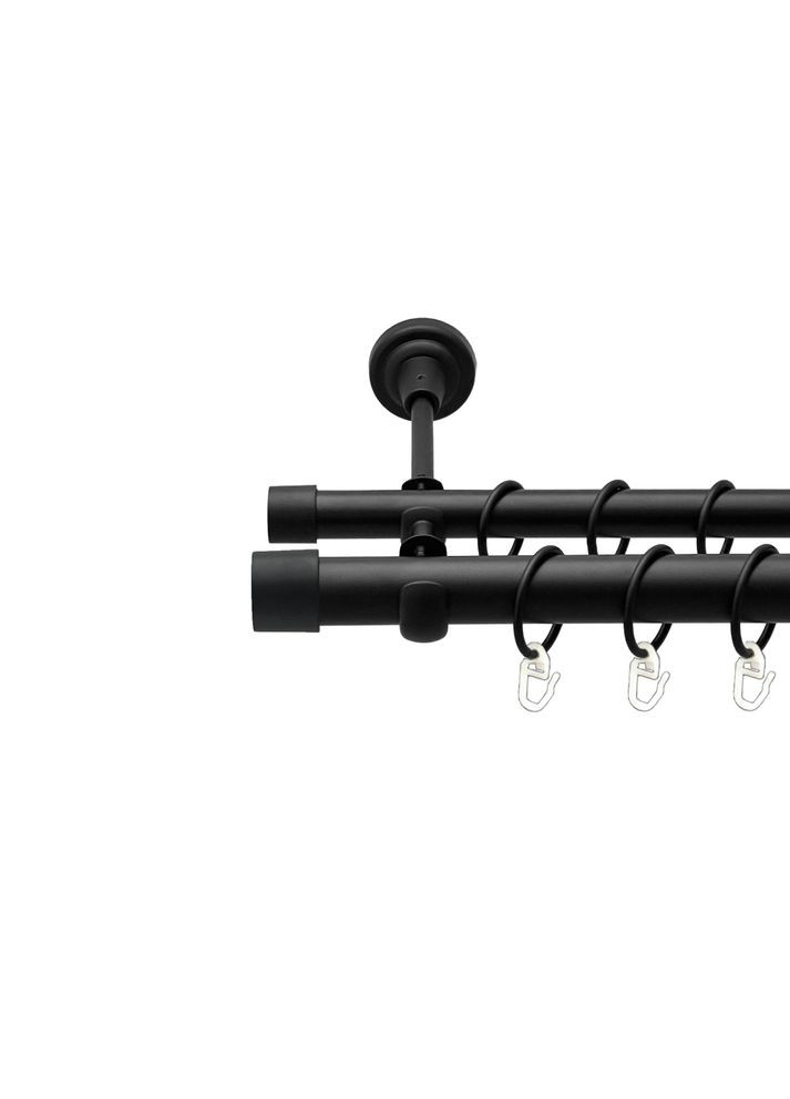 Карниз Заглушка металлический двухрядный открытый гладкая труба Черный 25\19 мм 160 см (00-00024556) ORVIT (300845218)