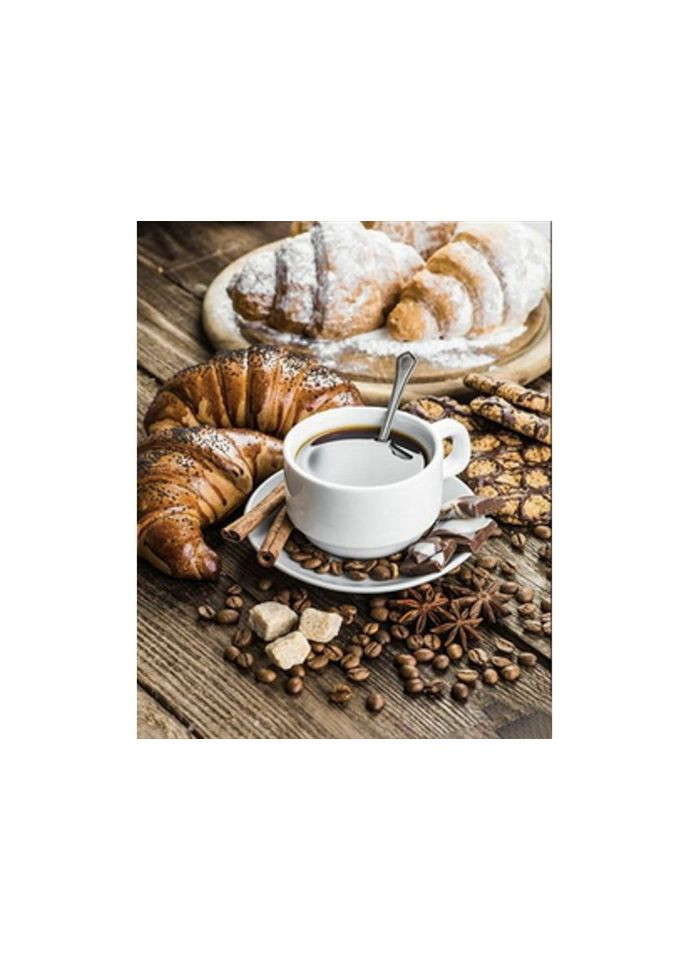Алмазная мозаика Ароматный кофе с круасанами, (40х50 см) Strateg (338223889)