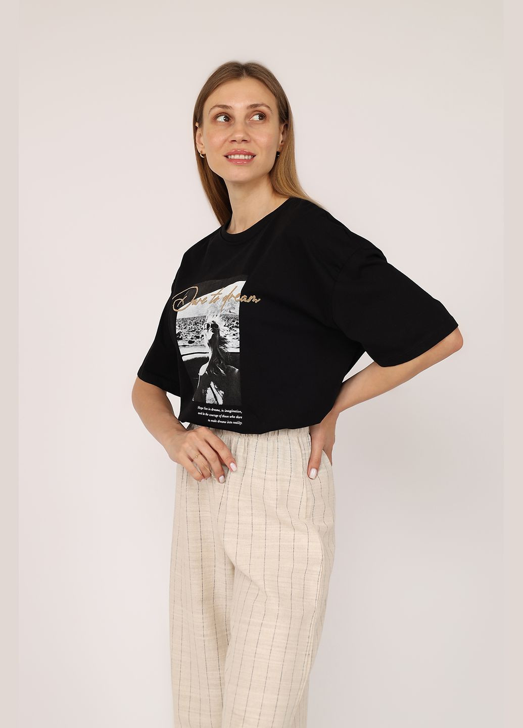 Футболка с коротким рукавом женская цвет черный CB-00275602 Divon - (334429449)