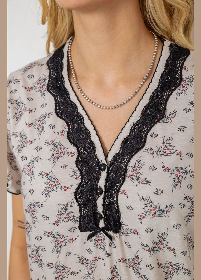 Бежева всесезон піжама жіноча з принтом,, 243r6968 Stil Moda