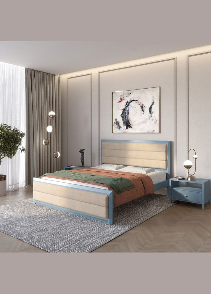 Двуспальная деревянная кровать Барселона Б5 (S7010R90B)/Аляска 23 (Бежевый) 160х200 см (MBG-13221) Mebigrand (368279463)