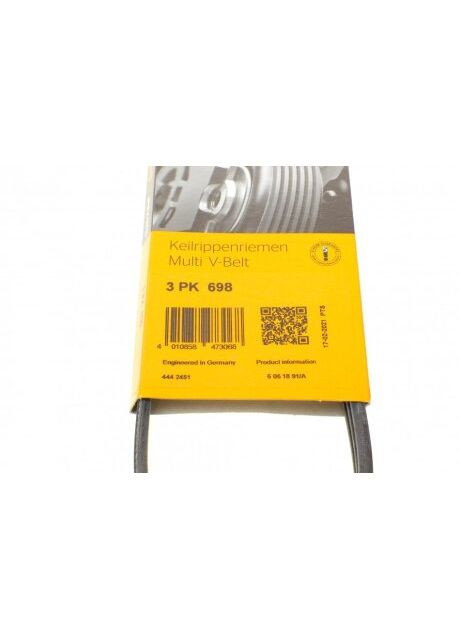 Реминь генератора Fiat Palio 1.4 96-02/Doblo 1.6 16V 01- CONTINENTAL 3PK698 (opt-om) ContiTech (366207080)