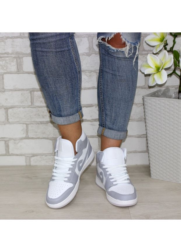 Молодежные хайтопы на шнуровке Fashion серые (355971852)