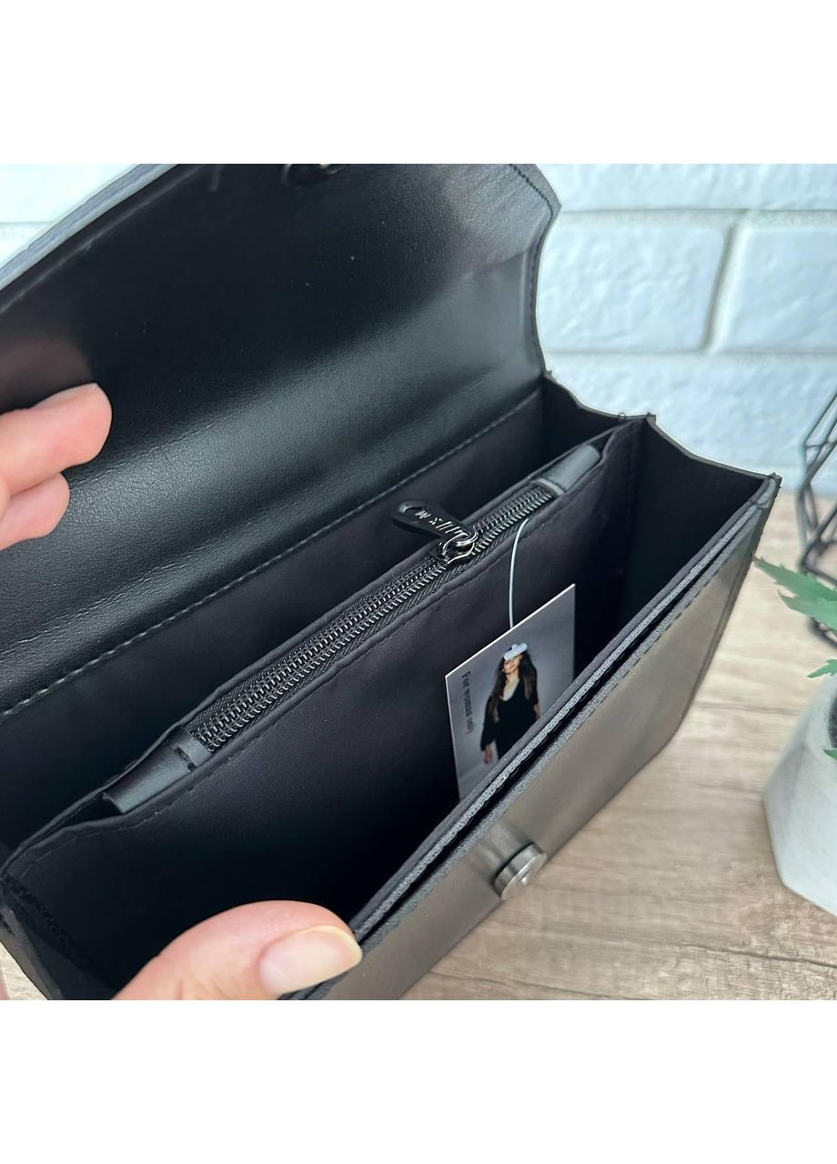 Маленькая женская сумочка клатч из экокожи черная змеиная на цепочке ProDobro (363260160)