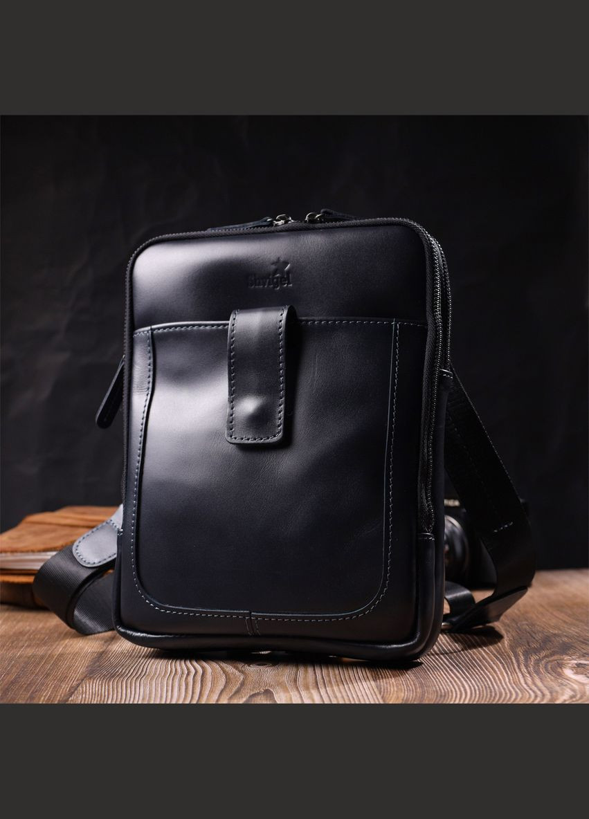 Стильная мужская сумка через плечо из натуральной кожи кросс боди синяя 22142 Shvigel (337350084)