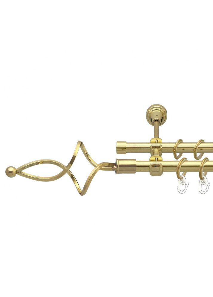 Карниз Ажур Хвилястий металевий дворядний відкритий гладка труба Золото 16\16 мм 200 см (00-00014176) ORVIT (300284085)