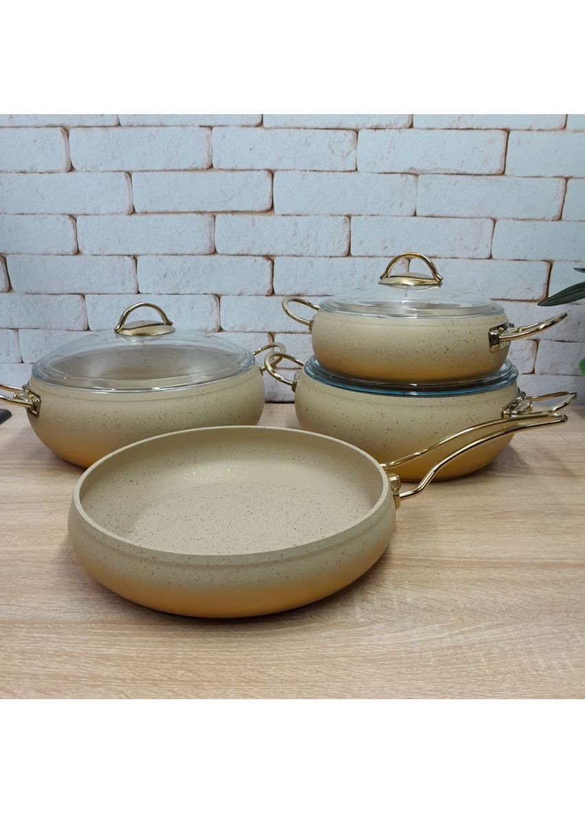 Набор посуды 3023-IND-Сrem 7 предметов кремовый OMS (349222608)