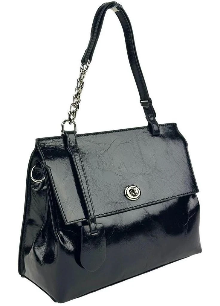 Сумка через плечо женская кожаная с брелком средняя Черный 35581 Olivia Leather (336889541)