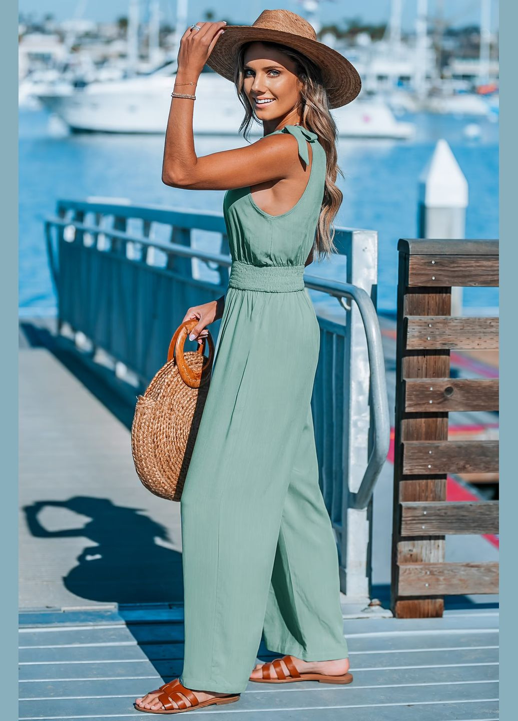 Комбінезон CUPSHE однотонний світло-зелений повсякденний віскоза