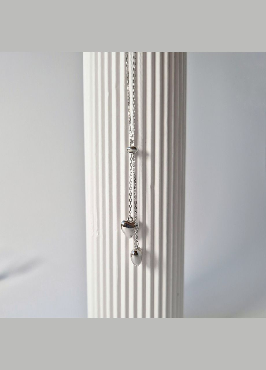 Срібна цепочка кольє Краватка з підвіскою Серце 40 - 44 см срібло 925 проби Родоване 4.40г 3014 No Brand (306854725)